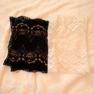 2 pairs of short lace boot cuffs  black,gold,white